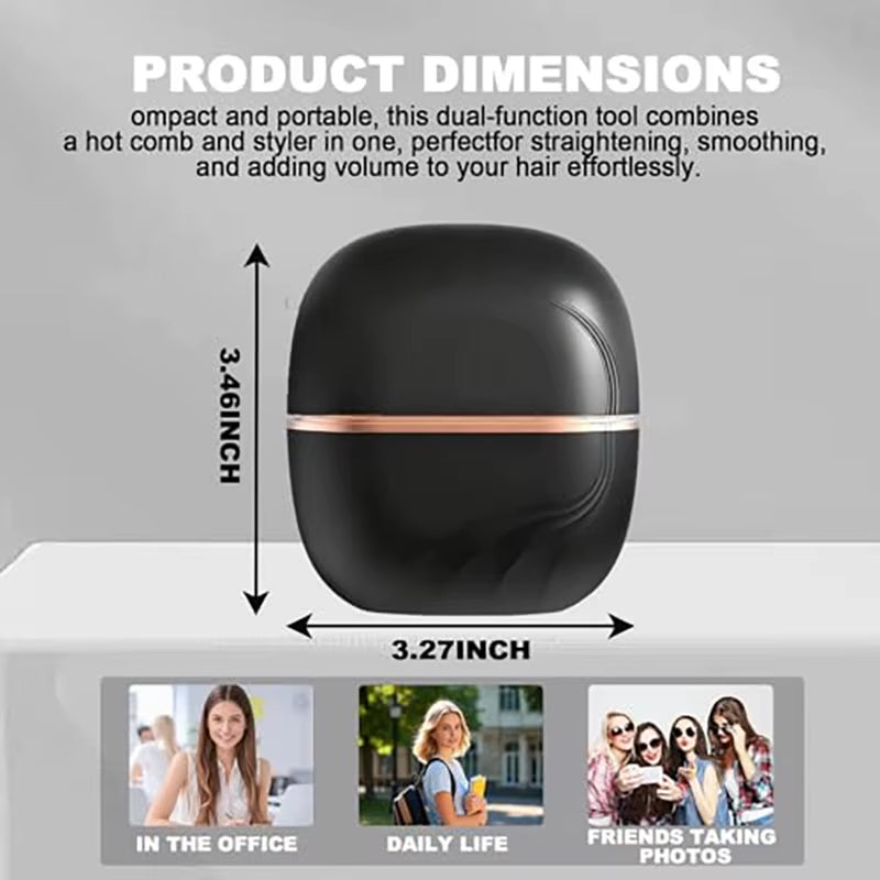 Capsule Hair Straightener & Styler Mini Cordless Hair Straightener Comb Portable Heat Hair Brush for Travel USB Rechargeable